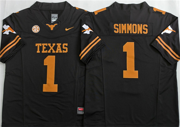 Texas Longhorns #1 Colin Simmons Black 2026 F.U.S.E. Stitched Jersey