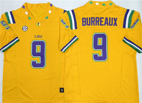 LSU Tigers #9 Joe Burreaux Yellow 2026 F.U.S.E. Stitched Jersey