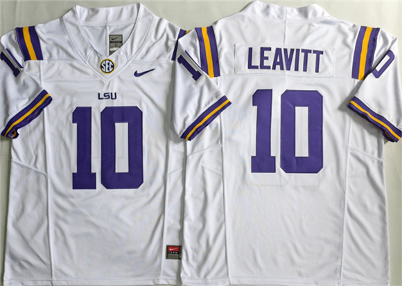 LSU Tigers #10 Sam Leavitt White 2026 F.U.S.E. Stitched Jersey