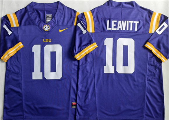 LSU Tigers #10 Sam Leavitt Purple 2026 F.U.S.E. Stitched Jersey