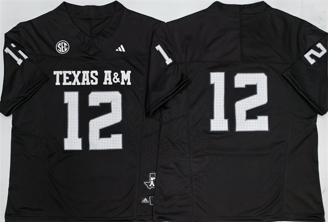 Texas A&M Aggies #12 Premier Strategy Black 2025 F.U.S.E. Stitched Jersey