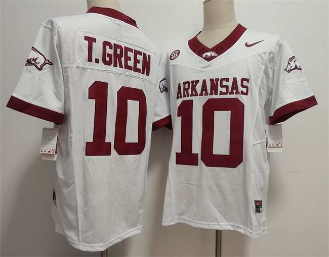 Arkansas Razorbacks #10 TAYLEN GREEN White 2025 F.U.S.E. Vapor Limited Stitched Football Jersey