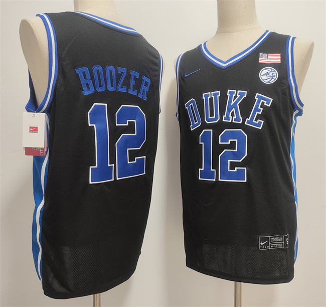 Duke Blue Devils #12 Cameron Boozer Black Stitched Basketball Jersey