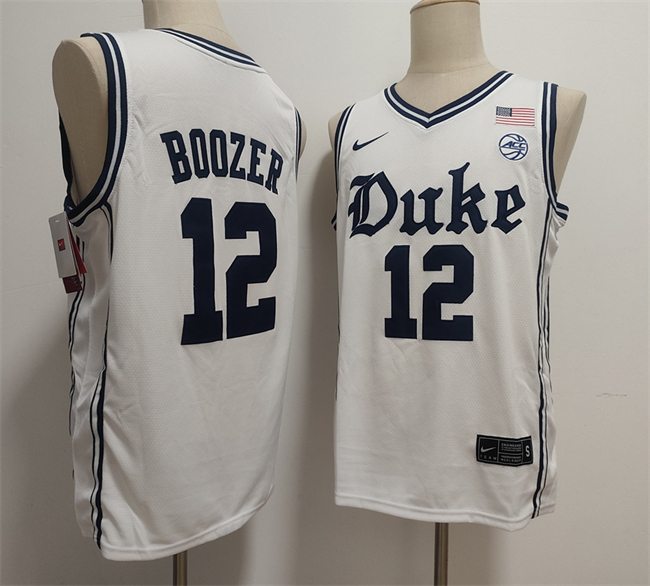 Duke Blue Devils #12 Cameron Boozer White Stitched Basketball Jersey