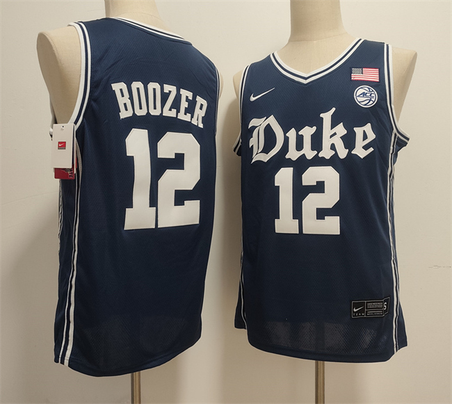 Duke Blue Devils #12 Cameron Boozer Navy Stitched Basketball Jersey