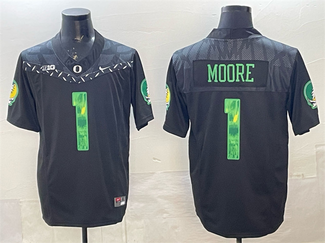 Oregon Ducks #1 Dakorien Moore Black F.U.S.E. Vapor Limited Stitched Football Jersey