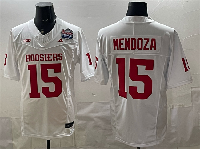 Indiana Hoosiers #15 Fernando Mendoza White F.U.S.E. Peach Bowl Patch Stitched Football Jersey