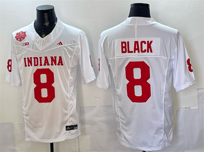 Indiana Hoosiers #8 Kaelon Black White F.U.S.E. 2025 National Champions Patch Stitched Football Jersey
