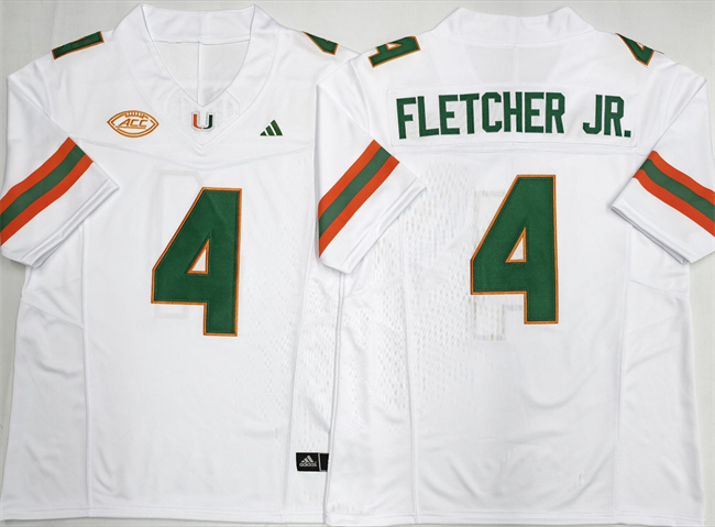 Miami Hurricanes #4 Mark Fletcher Jr. White F.U.S.E. 2026 Stitched Football Jersey