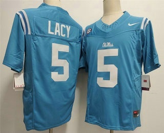 Ole Miss Rebels #5 Kewan Lacy Limited Light Blue FUSE College Football Jersey