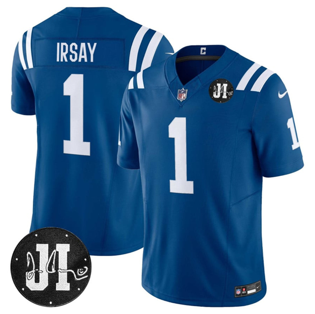 Indianapolis Colts #1 Jim Irsay Blue 2025 F.U.S.E. Jim Irsay Patch Vapor Limited Football Stitched Jersey