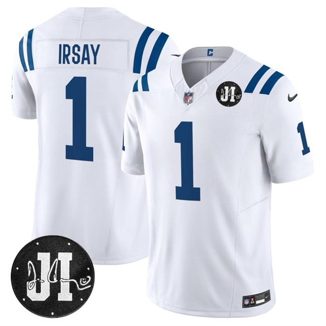 Indianapolis Colts #1 Jim Irsay White 2025 F.U.S.E. Jim Irsay Patch Vapor Limited Football Stitched Jersey