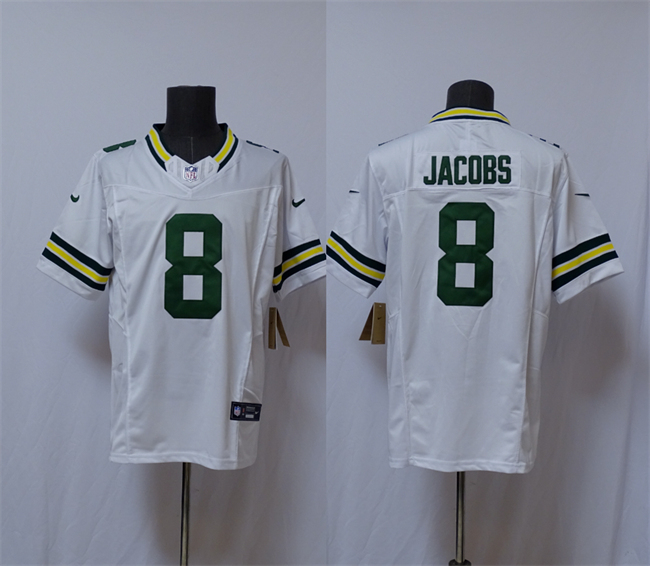 Green Bay Packers #8 Josh Jacobs White Vapor 2025 F.U.S.E. Limited Football Stitched Jersey