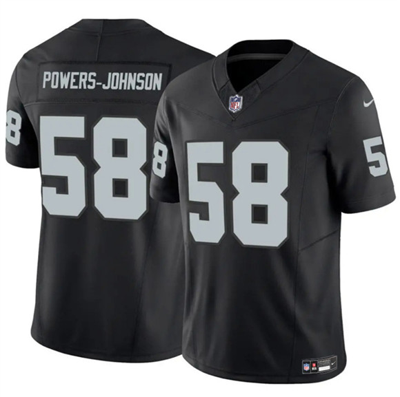 Las Vegas Raiders #58 Jackson Powers-Johnson Black 2025 F.U.S.E. Vapor Untouchable Limited Football Stitched Jersey Las Vegas Raiders #58 Jackson Powers-Johnson Black 2025 F.U.S.E. Vapor Untouchable Limited Football Stitched Jersey
