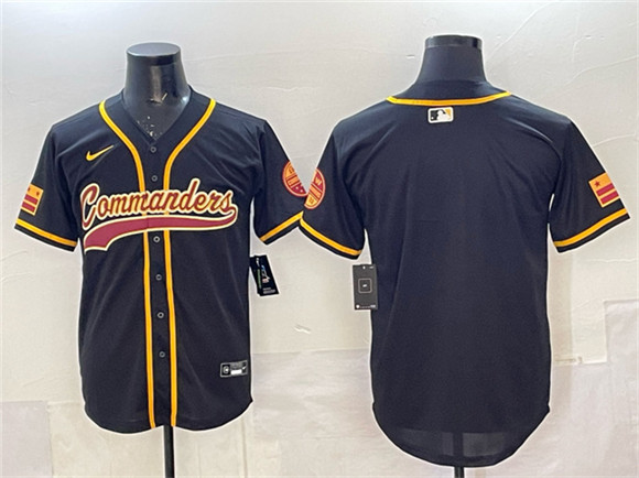 Washington Commanders Blank Black Limited Stitched Baseball Jersey Washington Commanders Blank Black Limited Stitched Baseball Jersey