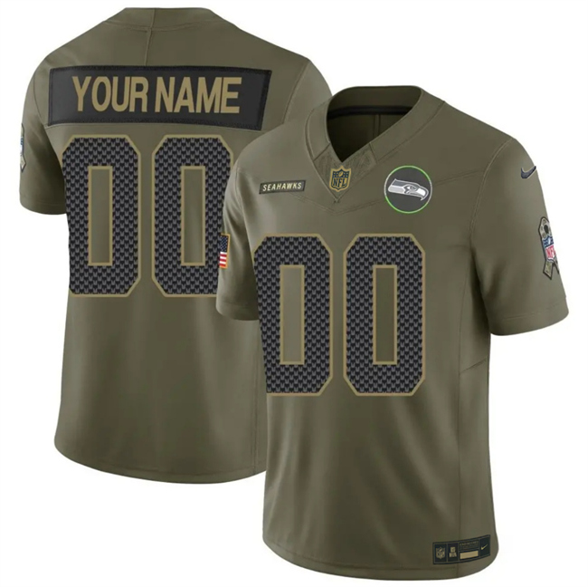 Seattle Seahawks Active Player Custom Olive 2025 F.U.S.E. Salute to Service Limited Stitched Football Jersey