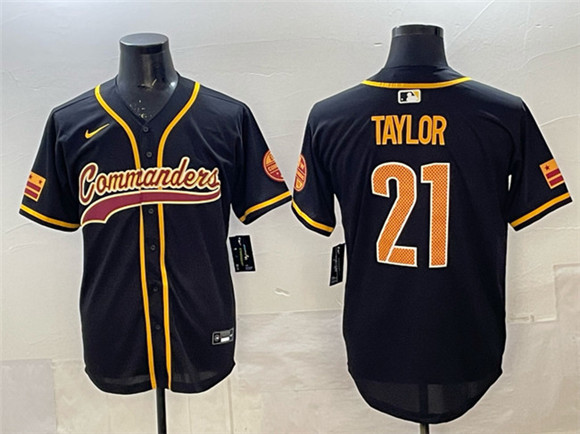Washington Commanders #21 Sean Taylor Black Limited Stitched Baseball Jersey Washington Commanders #21 Sean Taylor Black Limited Stitched Baseball Jersey