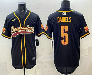 Washington Commanders #5 Jayden Daniels Black Limited Stitched Baseball Jersey Washington Commanders #5 Jayden Daniels Black Limited Stitched Baseball Jersey