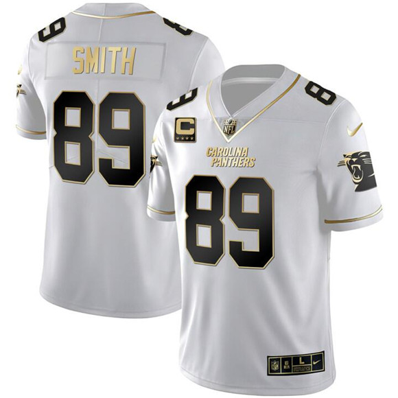 Carolina Panthers #89 Steve Smith White Gold With 4-Star C Patch Vapor Limited Stitched Football Jersey