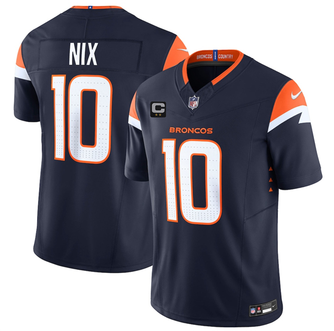 Denver Broncos #10 Bo Nix Navy 2025 F.U.S.E. With 2-Star C Patch Vapor Limited Stitched Football Jersey Denver Broncos #10 Bo Nix Navy 2025 F.U.S.E. With 2-Star C Patch Vapor Limited Stitched Football Jersey
