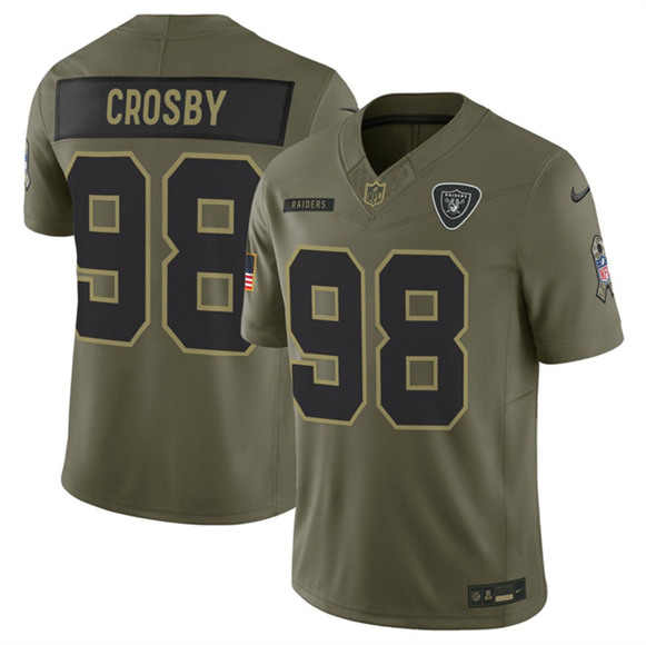 Las Vegas Raiders #98 Maxx Crosby Olive 2025 Salute to Service Limited Football Stitched Jersey Las Vegas Raiders #98 Maxx Crosby Olive 2025 Salute to Service Limited Football Stitched Jersey