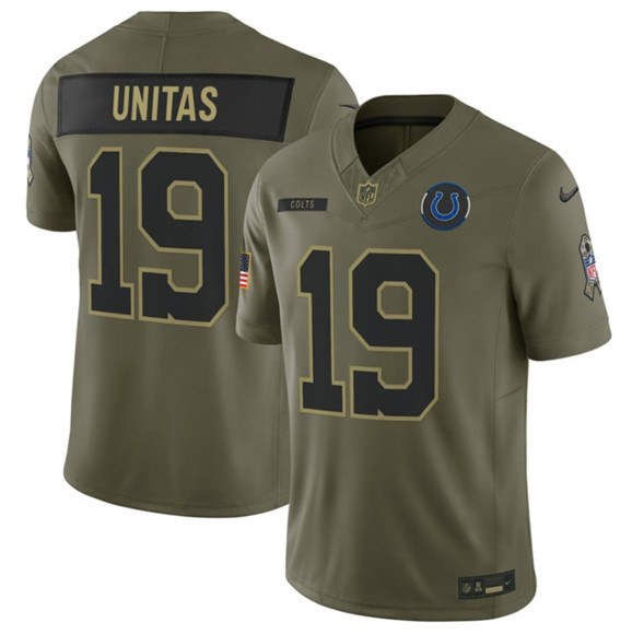 Indianapolis Colts #19 Johnny Unitas Olive 2025 Salute to Service Limited Football Stitched Jersey