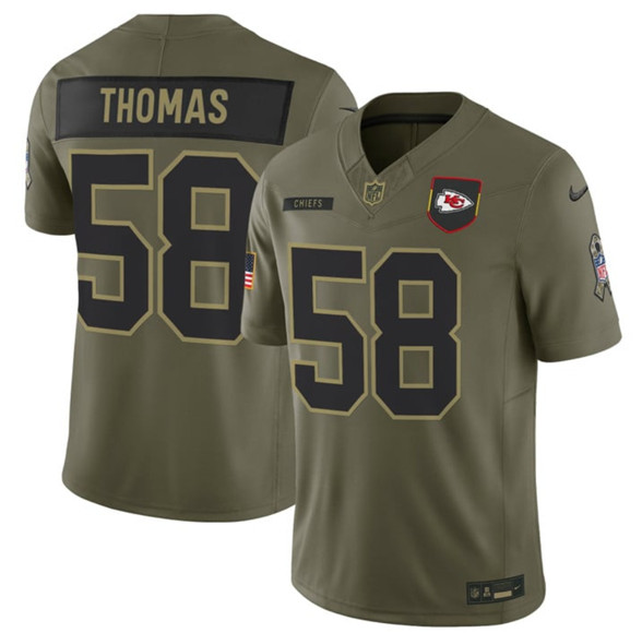 Kansas City Chiefs #58 Derrick Thomas Olive 2025 Salute to Service Limited Football Stitched Jersey