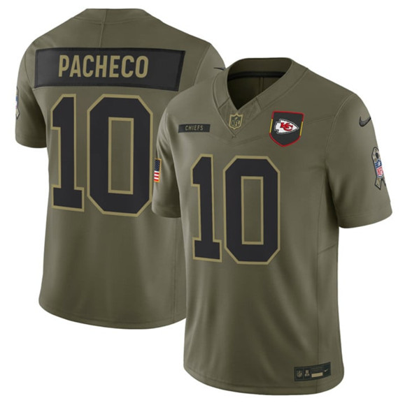 Kansas City Chiefs #10 Isiah Pacheco Olive 2025 Salute to Service Limited Football Stitched Jersey