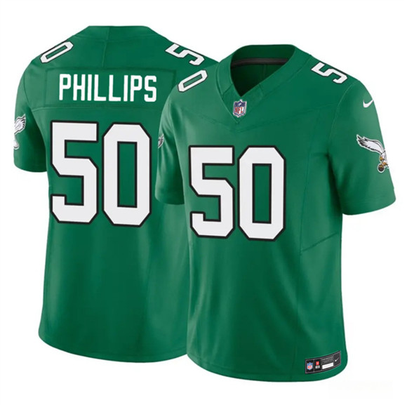 Philadelphia Eagles #50 Jaelan Phillips Kelly Green 2025 F.U.S.E. Vapor Untouchable Limited Throwback Football Stitched Jersey Philadelphia Eagles #50 Jaelan Phillips Kelly Green 2025 F.U.S.E. Vapor Untouchable Limited Throwback Football Stitched Jersey