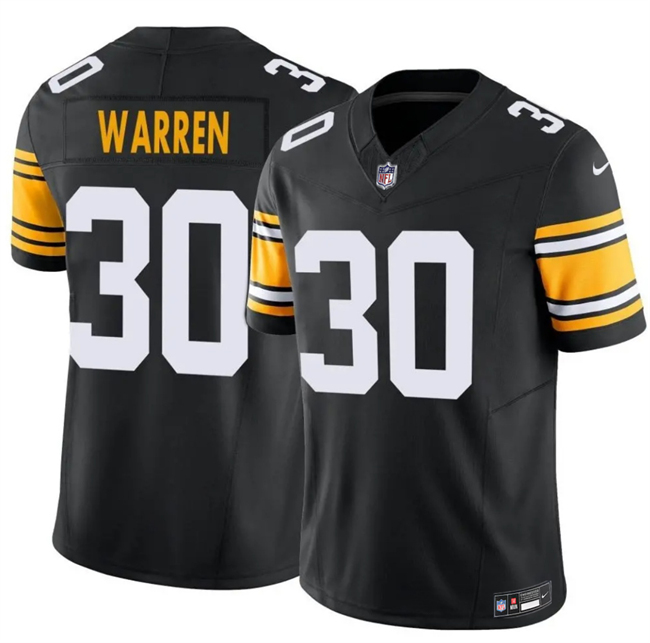 Pittsburgh Steelers #30 Jaylen Warren Black 2025 F.U.S.E. Alternate Vapor Untouchable Limited Stitched Jersey Pittsburgh Steelers #30 Jaylen Warren Black 2025 F.U.S.E. Alternate Vapor Untouchable Limited Stitched Jersey