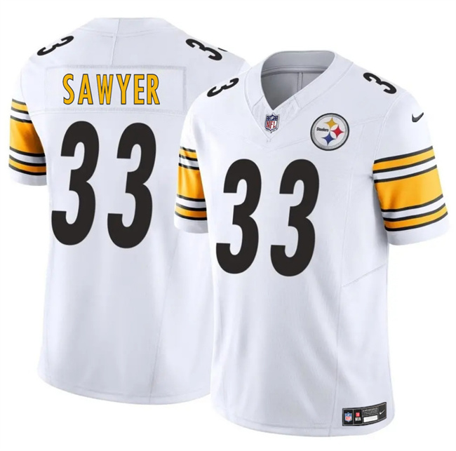 Pittsburgh Steelers #33 Jack Sawyer White 2025 Draft F.U.S.E. Vapor Limited Football Stitched Jersey