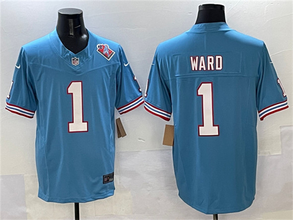 Tennessee Titans #1 Cameron Ward Blue 2025 Draft F.U.S.E. 1997 Throwback Patch Vapor Limited Football Stitched Jersey