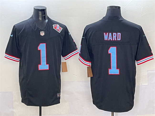 Tennessee Titans #1 Cameron Ward Black 2025 Draft F.U.S.E. 1997 Throwback Patch Vapor Limited Football Stitched Jersey