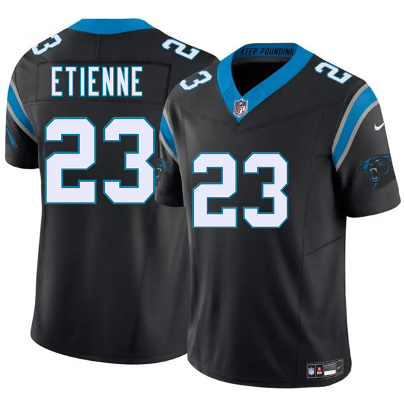 Carolina Panthers #23 Trevor Etienne Black 2025 Draft F.U.S.E. Vapor Limited Football Stitched Jersey