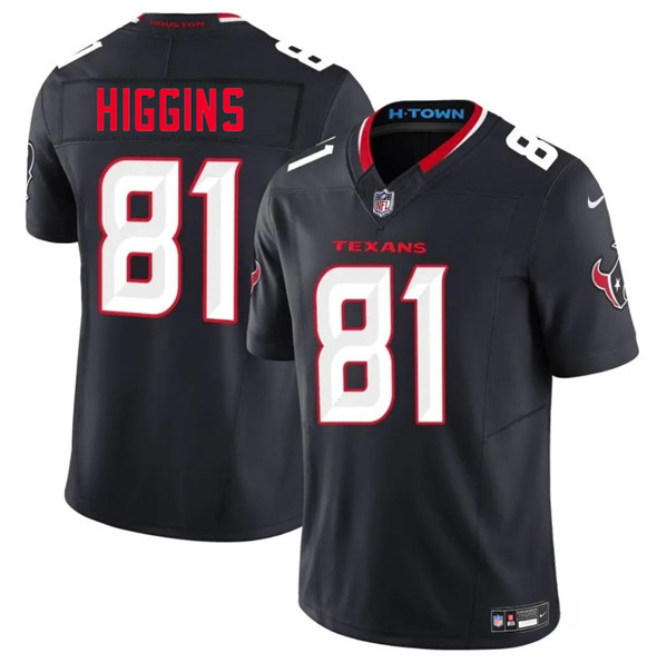 Houston Texans #81 Jayden Higgins Navy 2025 Draft Vapor F.U.S.E. Limited Football Stitched Jersey