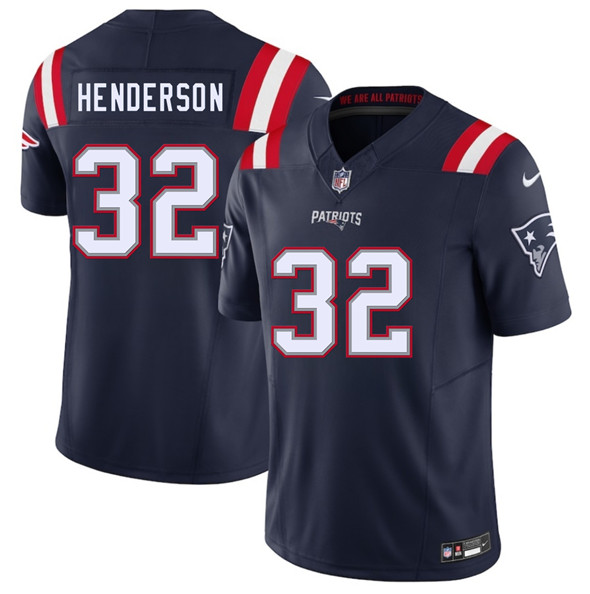 New England Patriots #32 TreVeyon Henderson Navy 2025 F.U.S.E. Vapor Limited Football Stitched Jersey