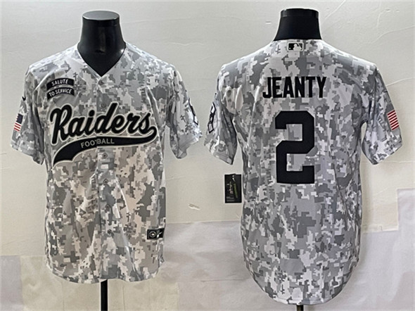 Las Vegas Raiders #2 Ashton Jeanty 2024 Arctic Camo Salute to Service Stitched Baseball Jersey