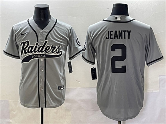 Las Vegas Raiders #2 Ashton Jeanty Grey Cool Base Stitched Baseball Jerseys