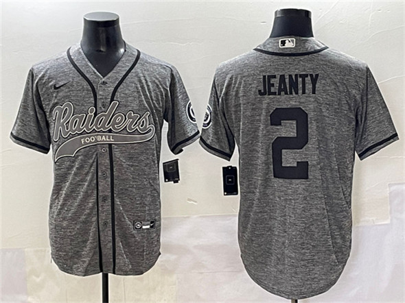 Las Vegas Raiders #2 Ashton Jeanty Grey Cool Base Stitched Baseball Jersey