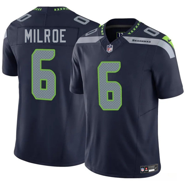 Seattle Seahawks #6 Jalen Milroe Navy 2025 F.U.S.E. Vapor Limited Football Stitched Jersey