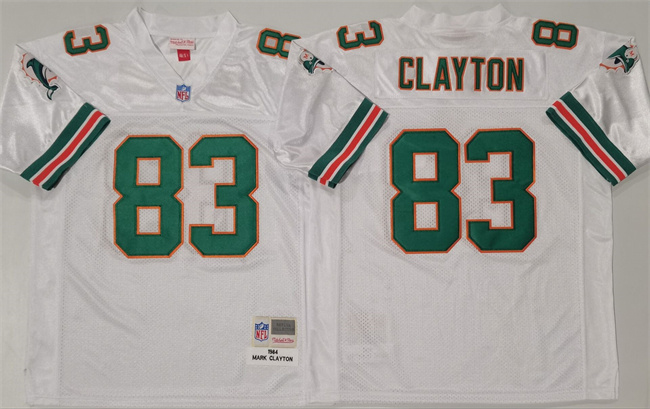 Miami Dolphins #83 Mark Clayton White Throwback Stitched Football Jersey