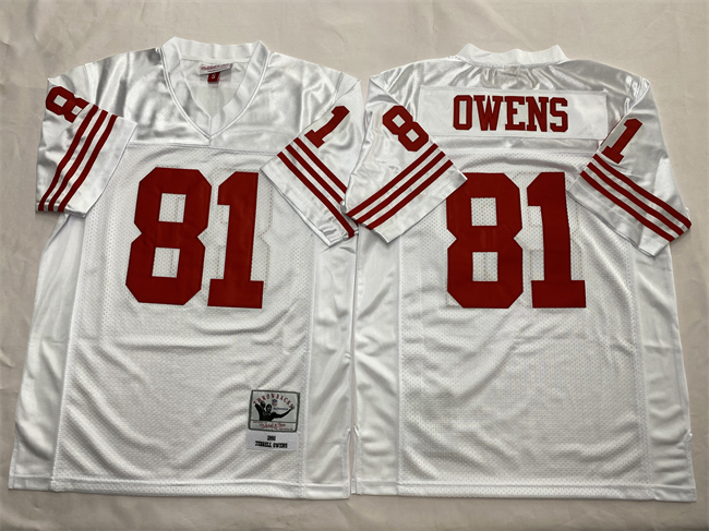 New York Giants #81 Terrell Owens White Throwback Stitched Football Jersey