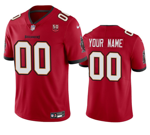 Tampa Bay Buccaneers Active Player Custom Red 2025 50th Anniversary Patch Vapor Limited Football Stitched Jersey
