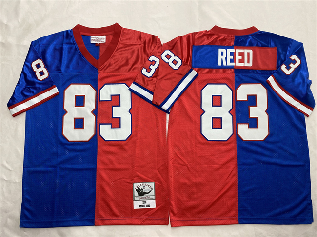 Buffalo Bills #83 Andre Reed Blue Red Splite Throwback Stitched Jersey
