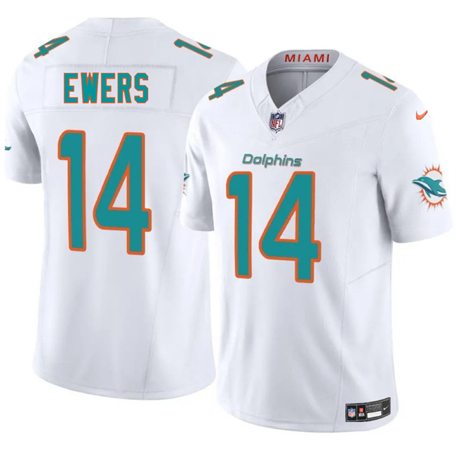 Miami Dolphins #14 Quinn Ewers White 2025 Draft F.U.S.E. Vapor Limited Football Stitched Jersey
