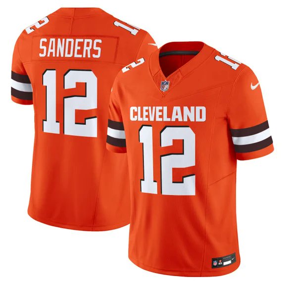Cleveland Browns #12 Shedeur Sanders Orange 2025 Draft F.U.S.E. Vapor Limited Stitched Football Jersey