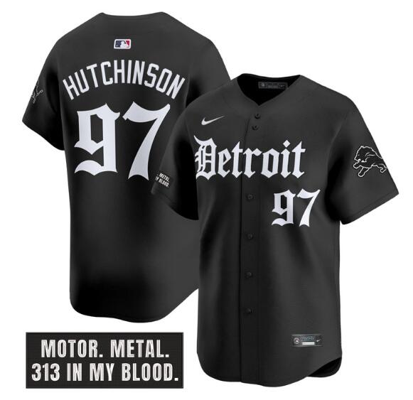 Detroit Lions #97 Aidan Hutchinson Black 'Motor Gothic Edition' Vapor Premier Limited Stitched Jersey