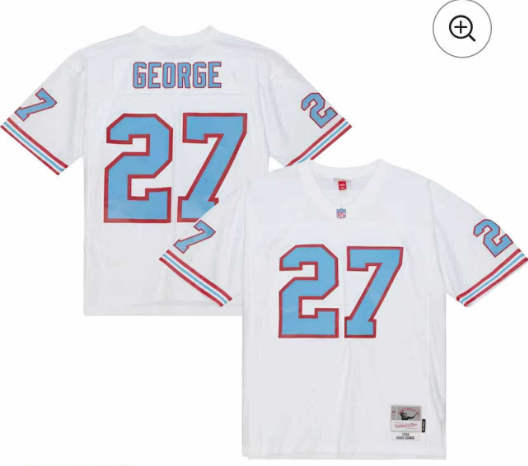 Tennessee Titans #27 Eddie George White Mitchell & Ness Stitched Baseball Jersey