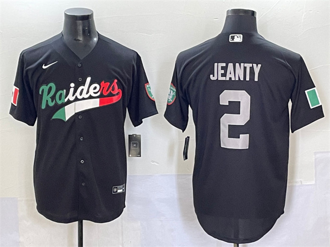 Las Vegas Raiders #2 Ashton Jeanty Black Mexico Cool Base Stitched Baseball Jersey