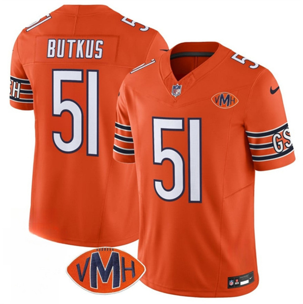 Chicago Bears #51 Dick Butkus Orange 2025 F.U.S.E. With VMH Patch Vapor Untouchable Limited Football Stitched Jersey